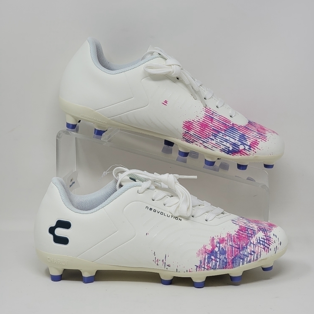 Charly Neovolution Select Jr White Pink Soccer Cleats Youth Size 5.5 New